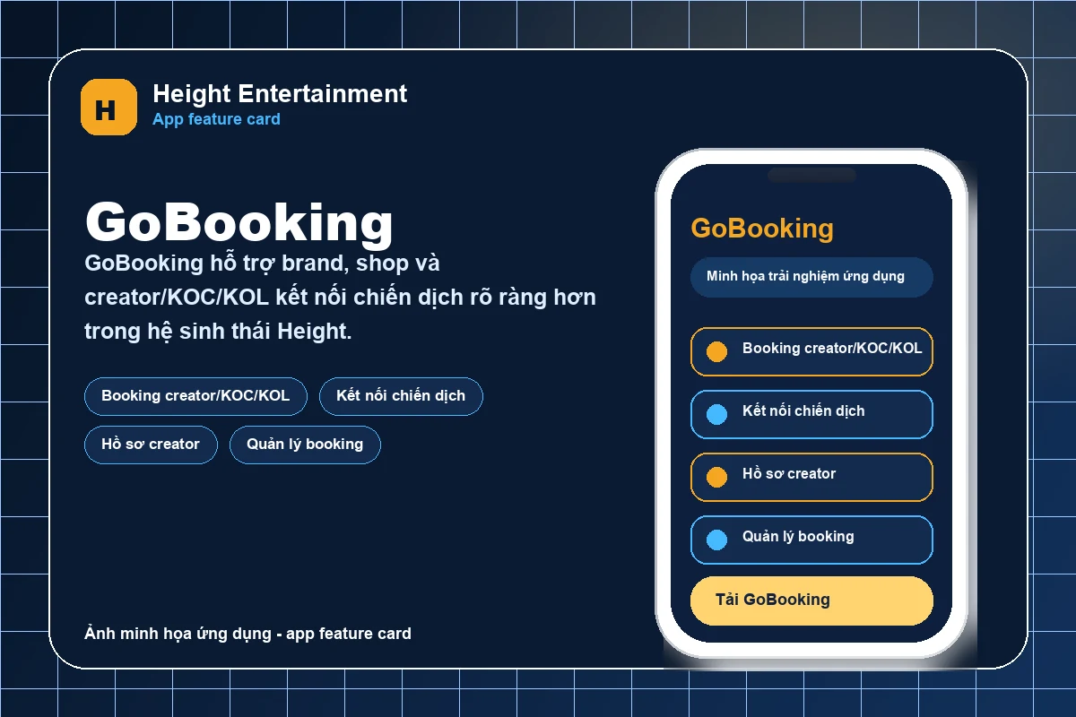 Ảnh minh họa ứng dụng GoBooking trong hệ sinh thái Height