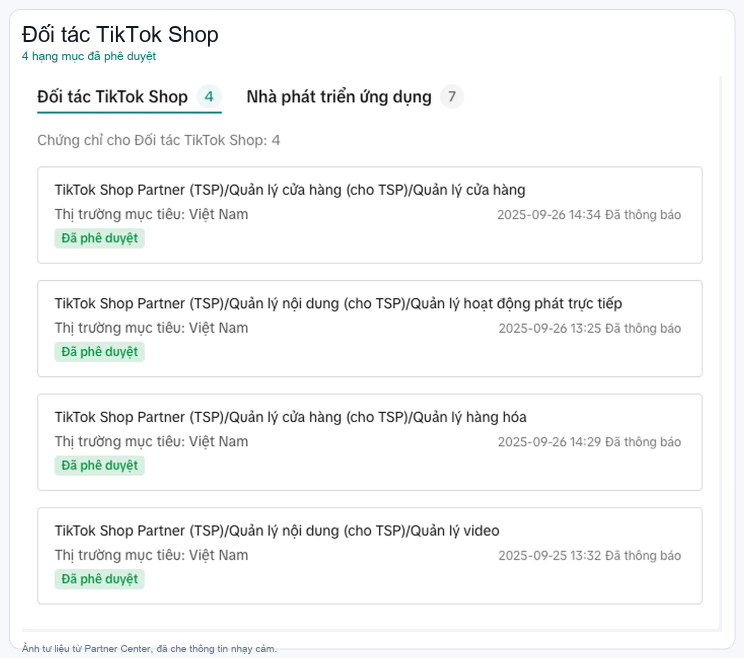 Danh sách phê duyệt TikTok Shop Partner của Height Media